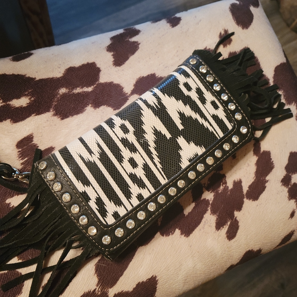 Aztec fringe wallet